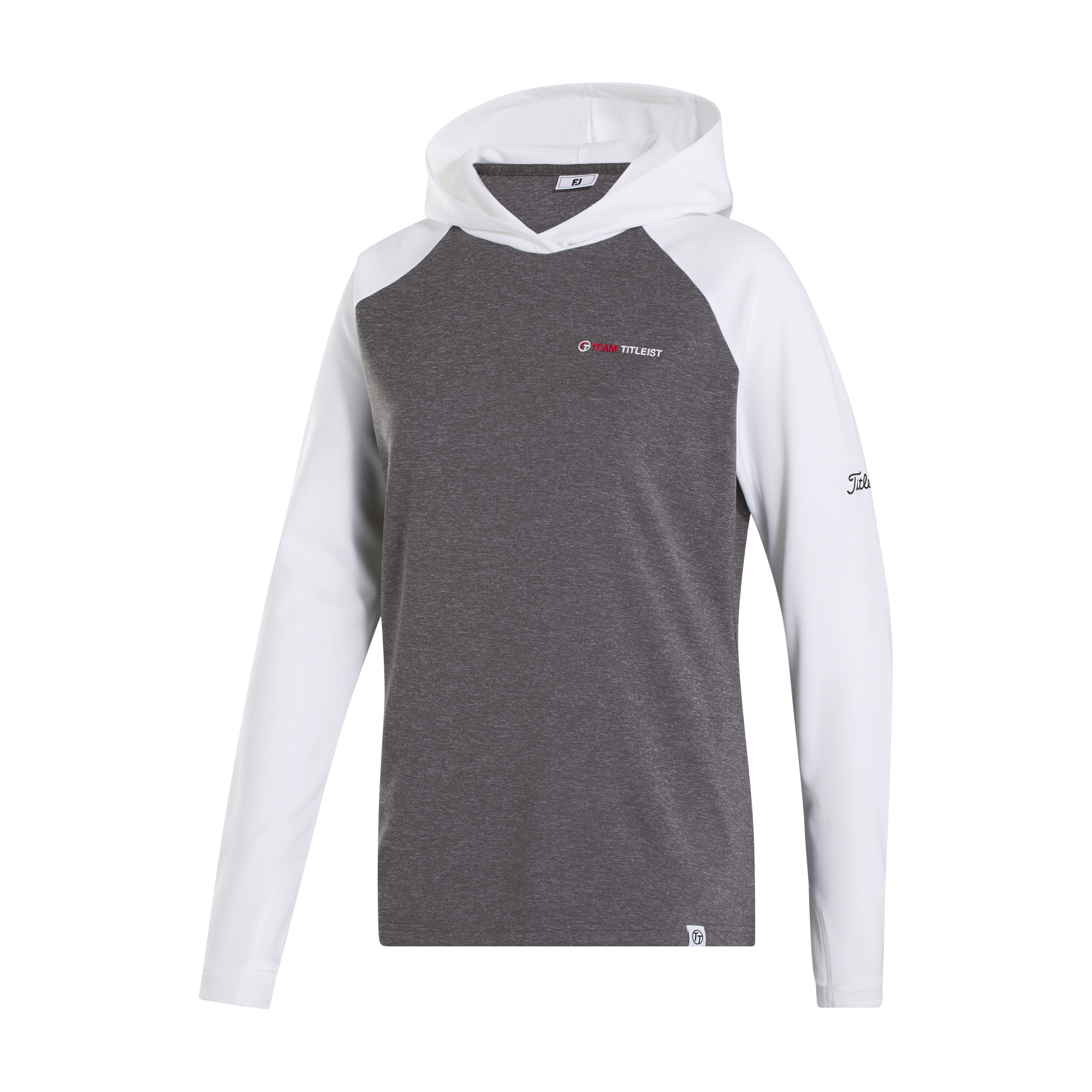 Team Titleist Official Women's Color Block Hoodie in Heather Charcoal and White