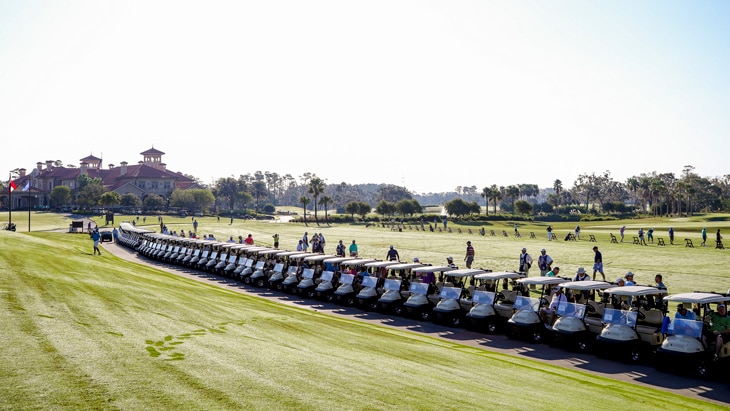 Thursday morning opened with a sea of golf carts...