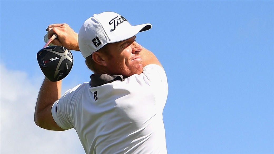 Andrew Dodt launches a drive with his Titleist TS3 driver during action at the 2019 Sarawak Championship